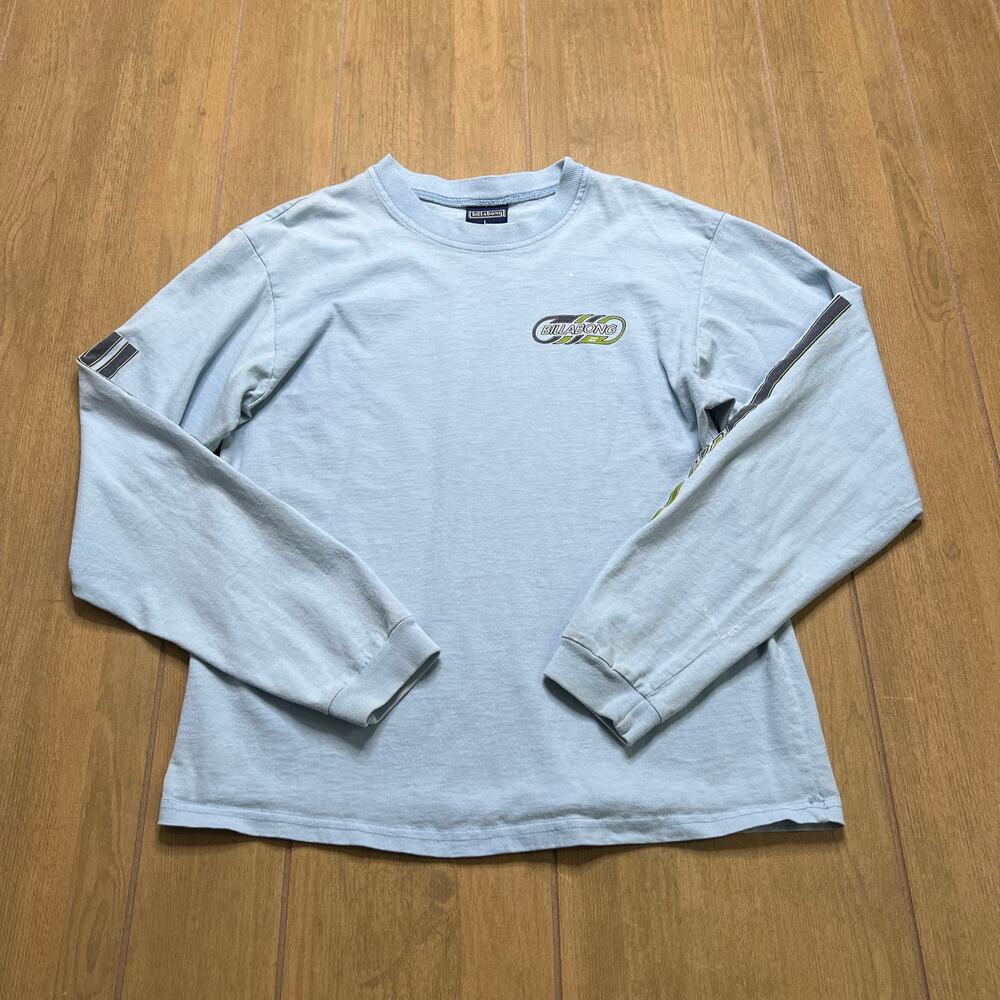 Vintage Billabong Long Sleeve Shirt Youth Large Blue Surf Graphic Y2K USA 90s